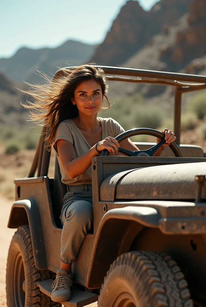 Photo of a girl driving a thar car with HD quality 