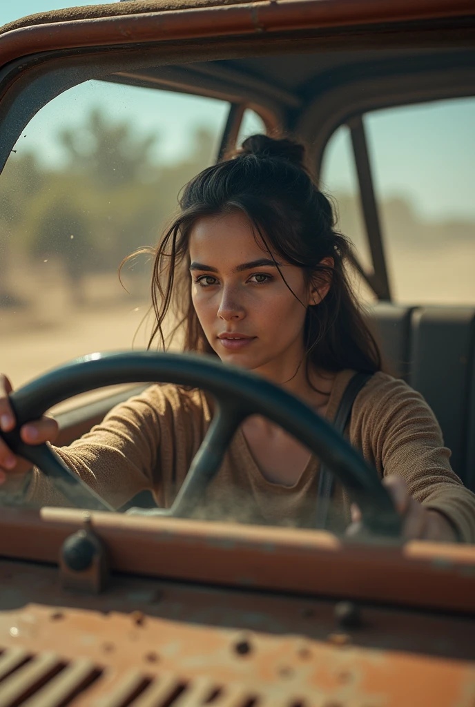 Try hide face Photo of a girl driving a thar car with HD quality 