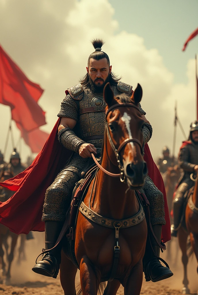Genghis Khan during the great battle realistic