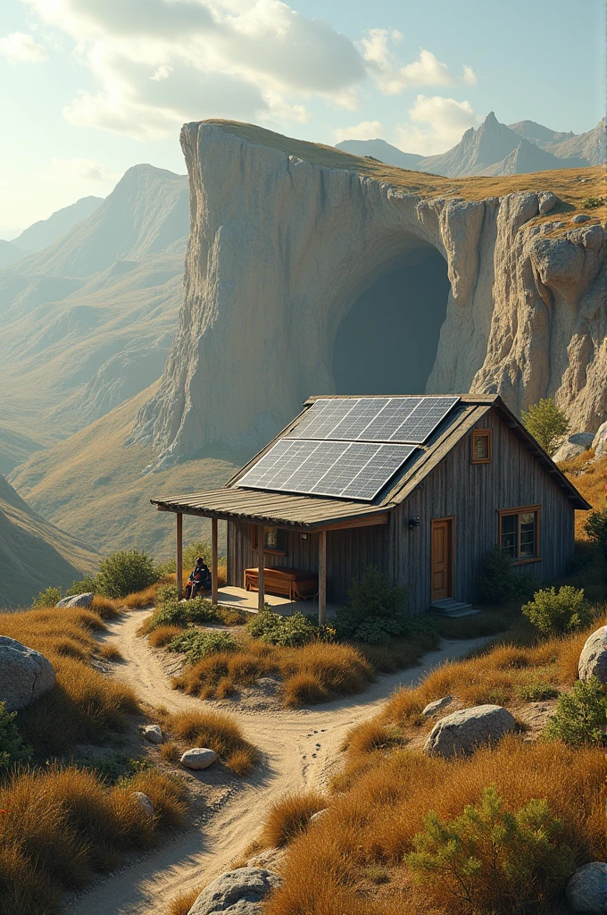 Off grid living near a limestone cave.
