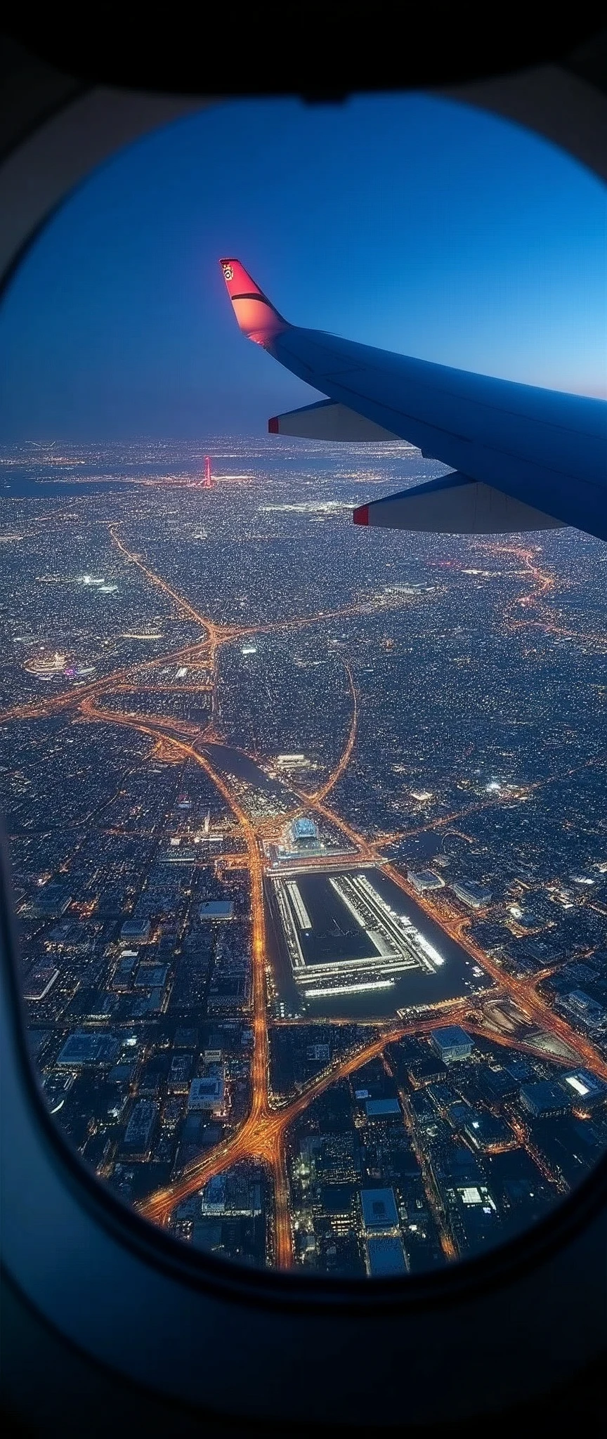 (Highest quality),(masterpiece:1.2),(Very detailed:1.2),Ultra-high resolution,Raw color photography,8k,Vast landscape photography,Realistic photos,Elaborate photos,View from the airplane window,Written boundary depth,Sharp focus,,Tokyo,Haneda Airport,Night view,Beautiful colors,Written boundary depth,Wide Light,Low contrast,Backlight,Sharp focus,Vibrant colors,Moving configuration