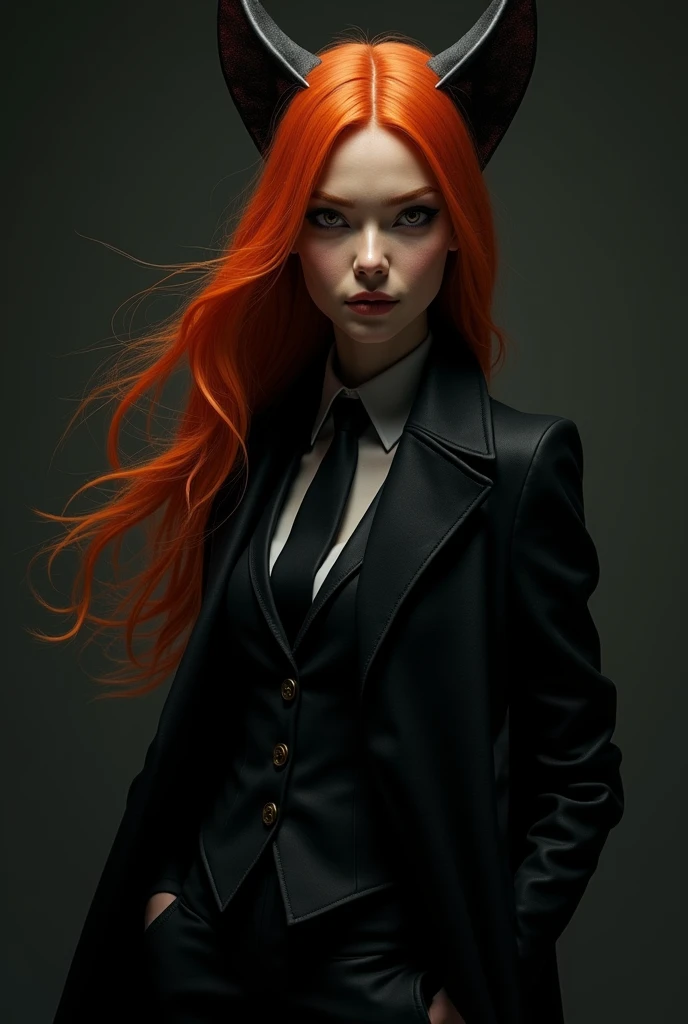 create an image of midna, a character from The Legend of Zelda, wearing a suit and a black coat
