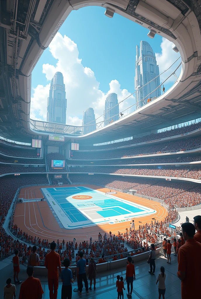 Future stadium that can do many Sport at the same time, have sci Fi concepts, city