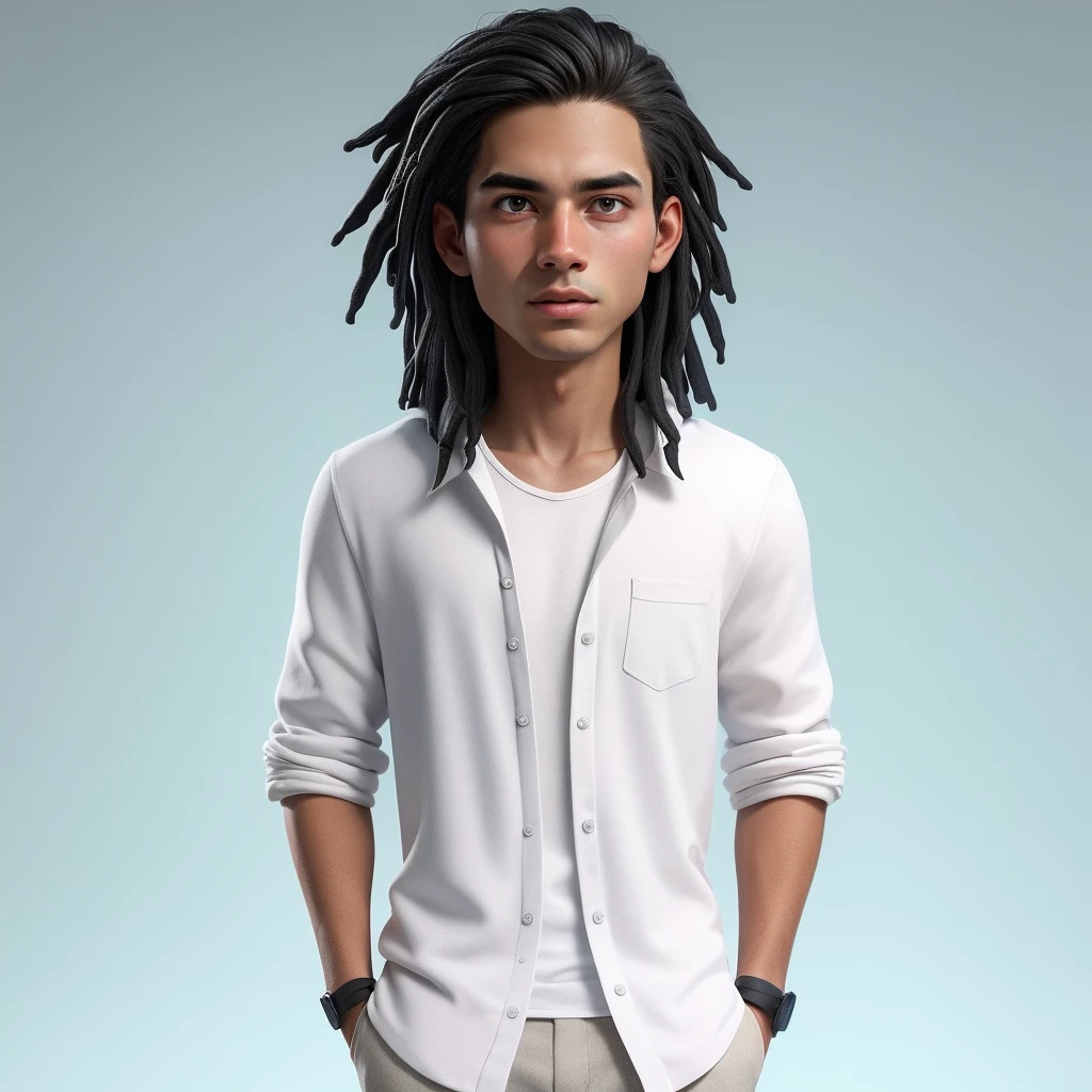 Young Man wearing a Graphic Hoodie, Facing the camera, Cartoon style, 8k. Dark gray background