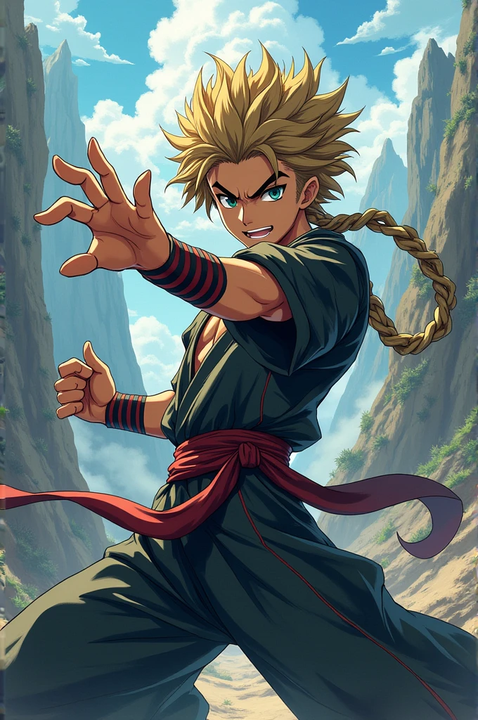Generate an image of a kimetsu no yaiba character who is a man,a young character,that has the lion's breath.