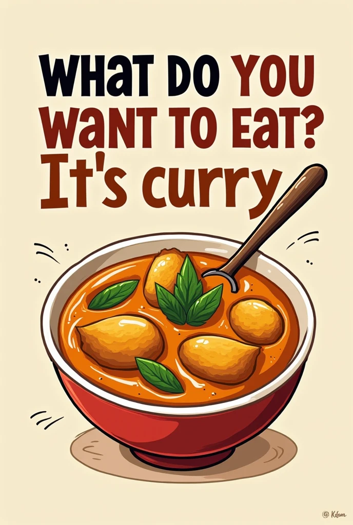 Typography Poster、"What do you want to eat??It's curry.!"、Appetizing colors