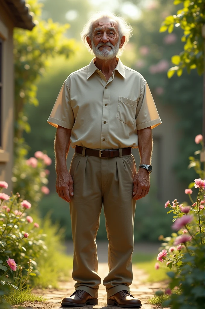 An old man dressed like a boy