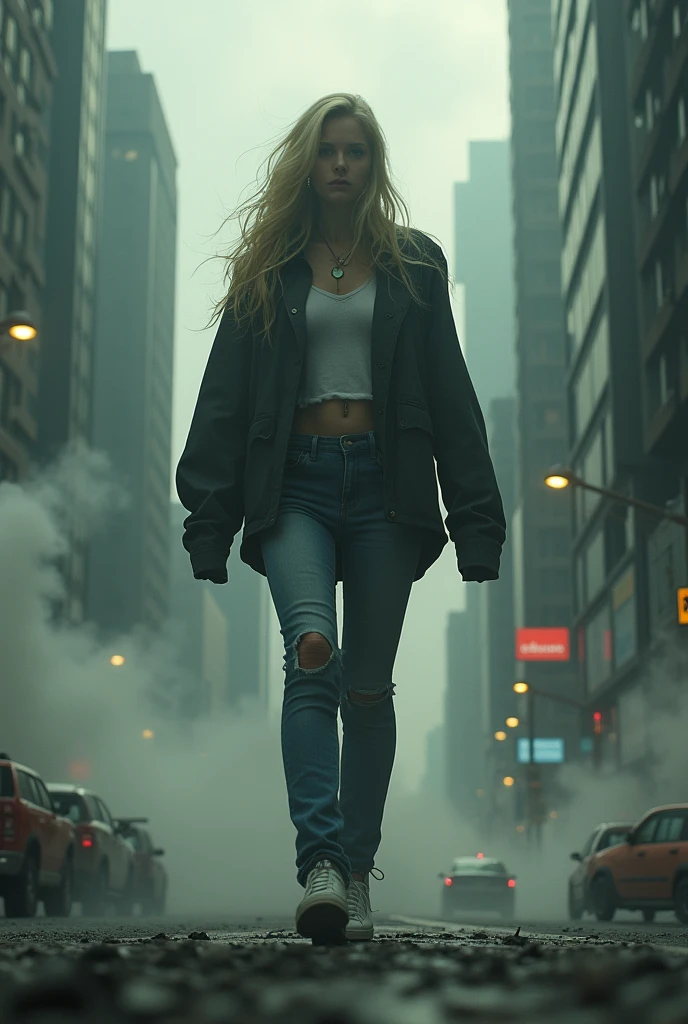 enormous strength. She appears to be strolling casually through the bustling cityscape of GTS City, as towering buildings loom overhead. Smoke and clouds billow around her, heightening the sense of epic scale and drama. The lighting is dark, shadowy, and realistic, creating a tense and menacing atmosphere. The perspective is from below, emphasizing the Giantess's majesty and power.",Anus glued ,swollen anus, swollen anus,Showing the anus, different angles,full body, Avar ethnic group, blond hair, green eyes, Short Jeans, wearing a Mini Jeans Panties Short Ripped,, Cinematic, Photoshoot, Shot on 25mm lens, Depth of Field, Tilt Blur, Shutter Spee details, super detailed, ambient –uplight –v 4 –q 2