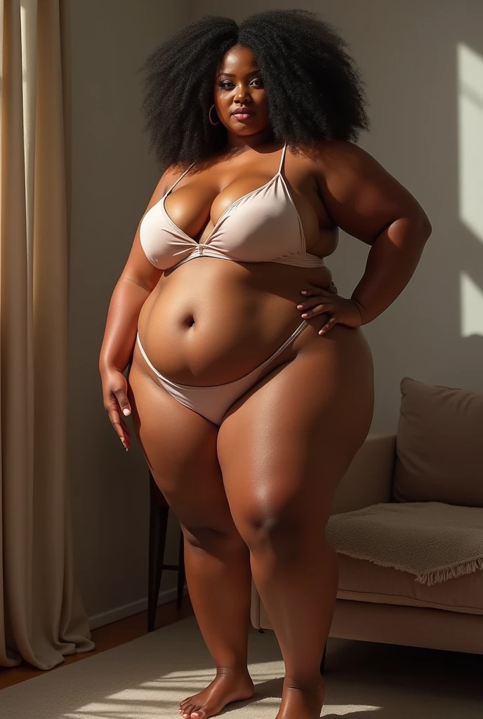 araffe woman in a white bra and panties posing for a picture, thicc, thick body, thicc build, thick thigs, large thighs, hyperrealistic full figure, exaggeratedly large physique, massive legs towering over you, thick, beautiful thick female, powerful and huge, thick legs, thick thighs, wide hips, oppai proportions, pawg
