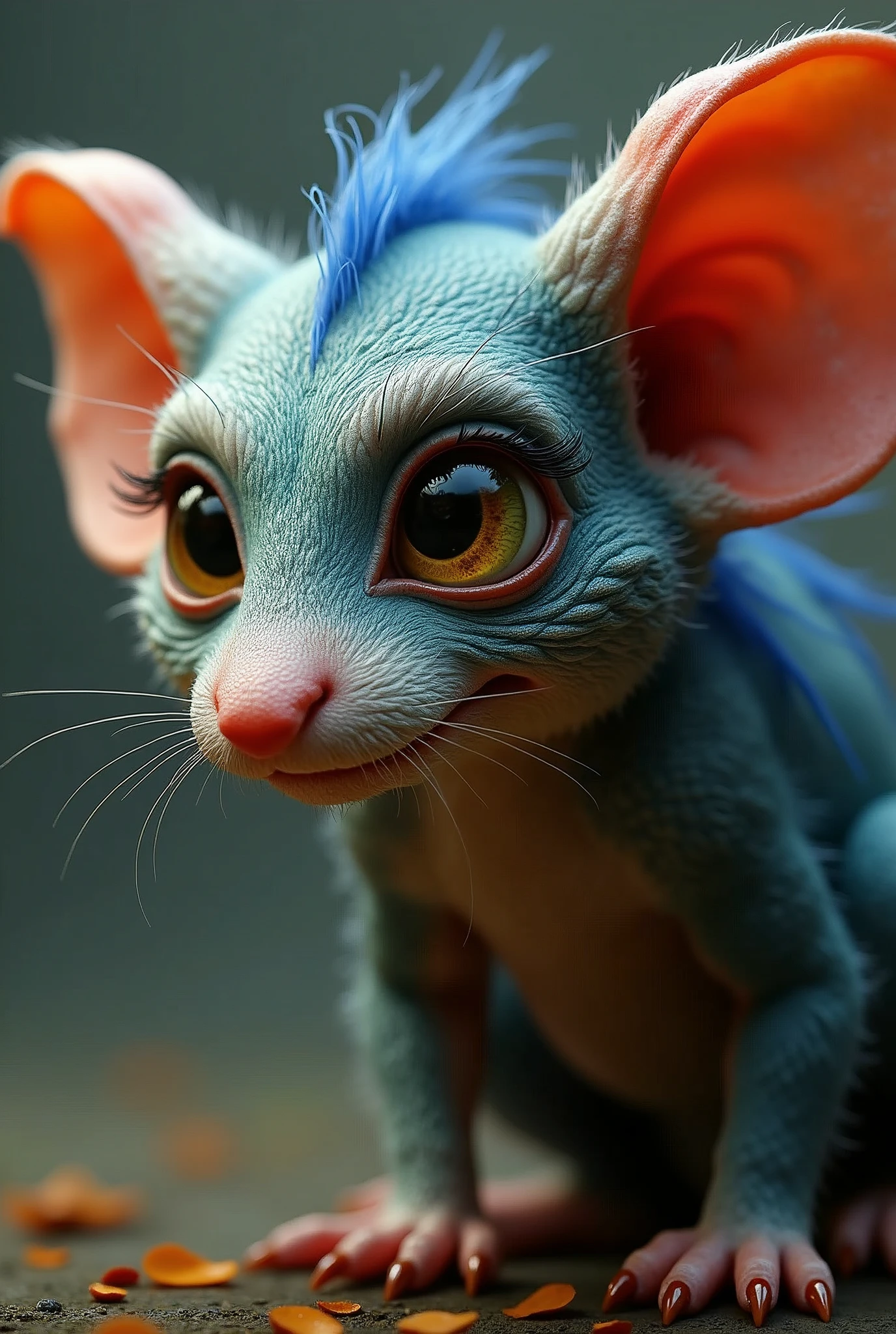 cute monster, orc features, elf features, mouse features, vibrant colors, fantasy, highly detailed, 8k, hyperrealistic, photorealistic, intricate details, sharp focus, studio lighting, masterpiece, ultra-detailed