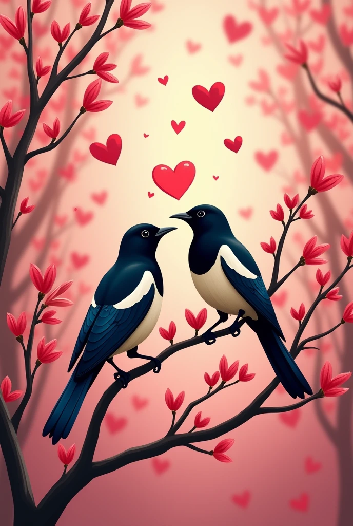 Valentine's Day romantic poster,There are magpies