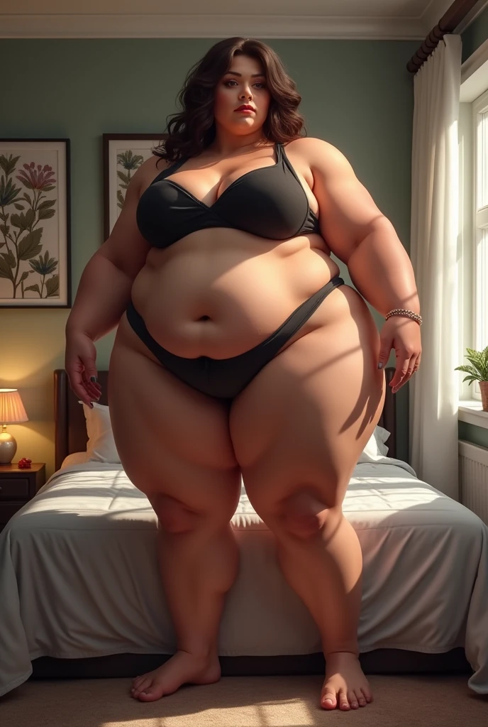 Bedroom、A well-trained body、Big Breasts、Big Tits、bodybuilder、araffe woman in a white bra and panties posing for a picture, thicc, thick body, thicc build, thick thigs, large thighs, hyperrealistic full figure, exaggeratedly large physique, massive legs towering over you, thick, beautiful thick female, powerful and huge, thick legs, thick thighs, wide hips, oppai proportions, pawg