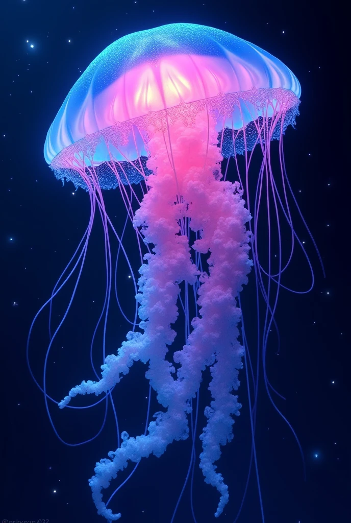 Jellyfish glowing, blue, pink, purple, 8k, stunning intricate details, by artgerm
