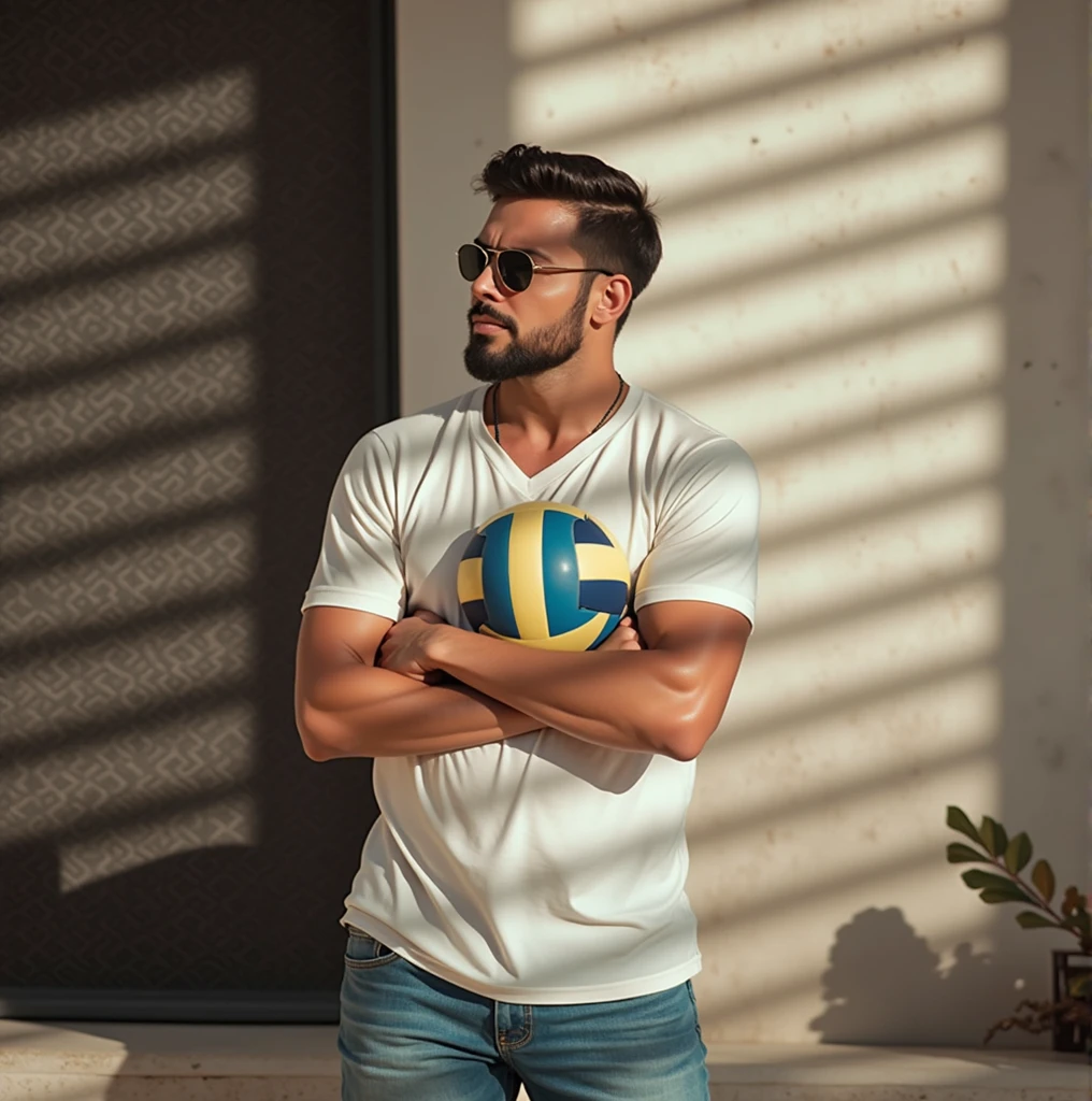 Chilling at beach with a volleyball