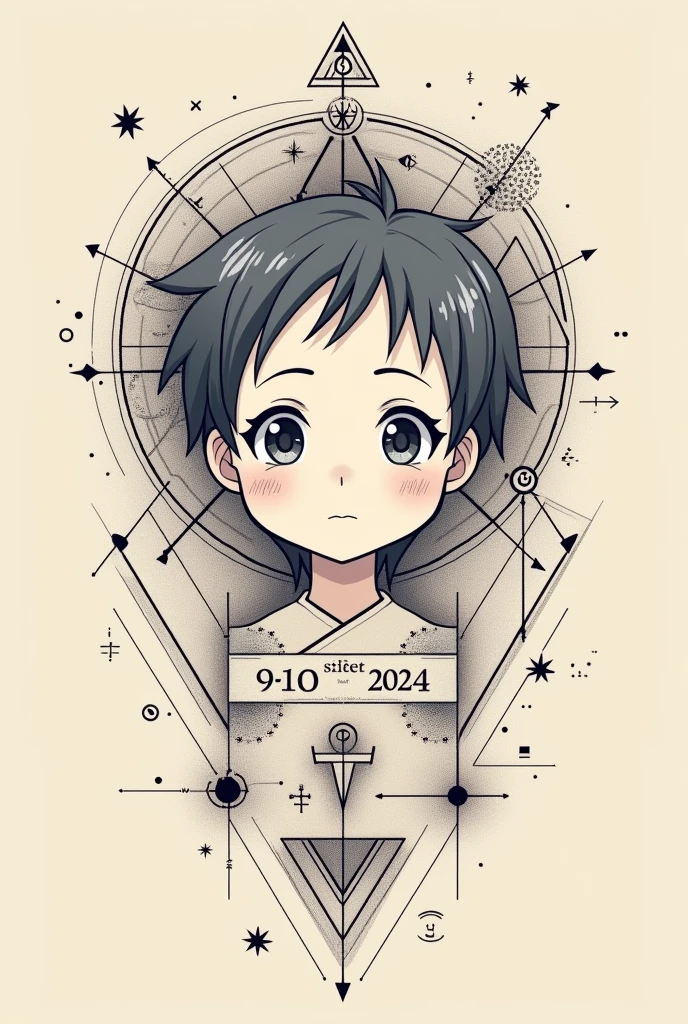 Create a tattoo to honor your son, name Samuel, date of birth 09.10.2024, Libra, weight 2780, male, and add aspects of Jaime Naruto and mathematics