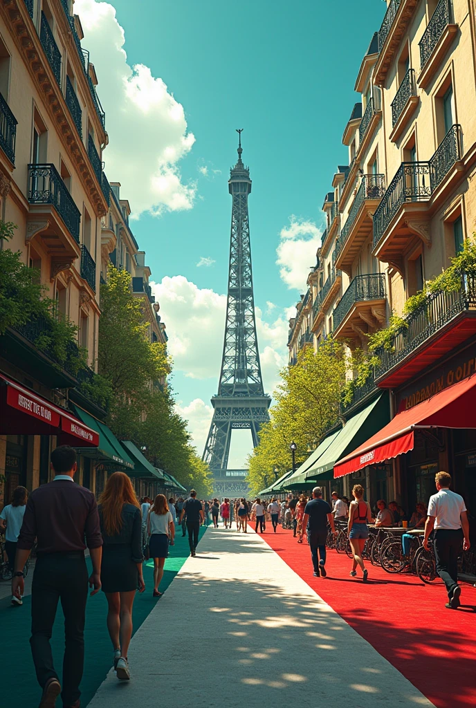 Green white and red background in Paris 