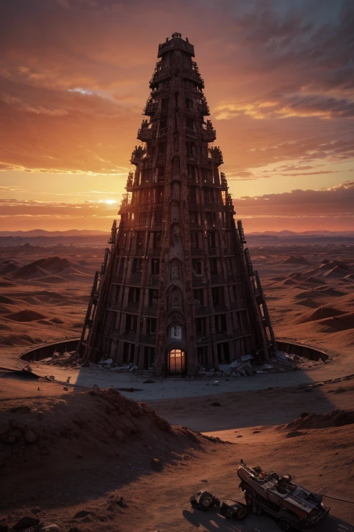 Highest quality、masterpiece、Desolate Earth、wreckage、Red Sky、Surrealism
