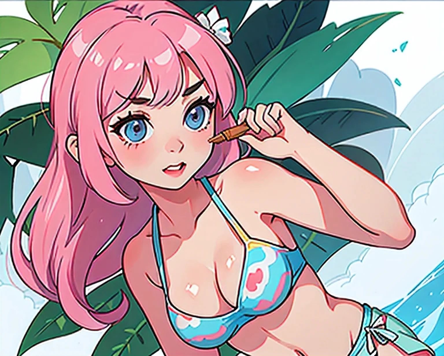girl in a bikini eating an ice cream cone, eating ice cream, in a bikini, angela white, giorgia meloni, katy perry, in bikini, eating ice - cream, wearing spandex bikini, ice cream on the side, bikini, ice cream, wearing a bikini, candid photo of dirty, shiny plastic bikini, candid shot, cone, 1 girl, solo，in a green dress standing by a wall,portrait of female idol