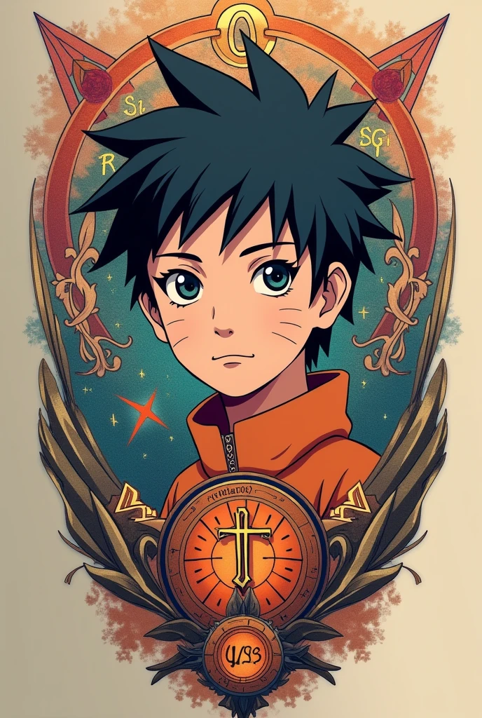 Create a tattoo to honor your son, name Samuel, date of birth 09.10.2024, Libra, weight 2780, male, and add aspects of the anime Naruto and mathematics