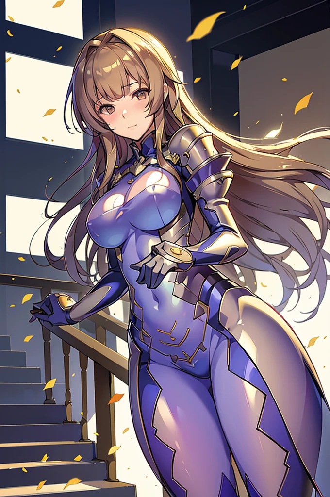 Highest quality, Official Art, masterpiece, Fabric Shading, High resolution, Very detailed, colorful, Best details, Fantasy, suit, Yui Takamura:1.9, 1 female, Age 25, Highest quality, Official Art, masterpiece, Fabric Shading, High resolution, Very detailed, colorful, Best details, Fantasy, battle suit,1 female, Age 25, Standing on the stairs,A castle town with an old castle, sunny,Choppy Hair, Large Breasts, skinny,Surrounded by a lot of people:1.9、Confetti falling、Blessed、Welcomed:1.5、Camel Toe:1.3, Ground level shot:1.9,