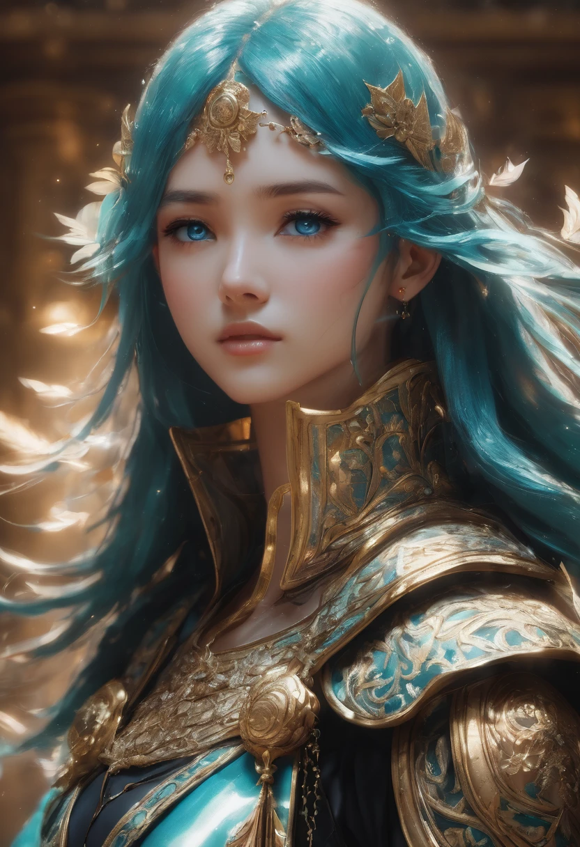 score_9, score_8_up, score_7_up, score_6_up, source_anime, rating_safe, masterpiece, best qualityer,, 4K anime style quality, digital drawing mode, Libra-themed anime female character, medium-length teal hair with feather highlights, serene blue eyes, wearing an outfit with scales and balance motifs, holding a scale and sword, Blur the background to create a three-dimensional effect, atmosphere, standing in a celestial courtroom, radiant skin, flowing hair, glossy lips, balanced eyes, full body, dynamic pose, life size, perfect anatomy, detailed skin texture, full HD, 4K, HDR, perfect anatomy, depth of field.