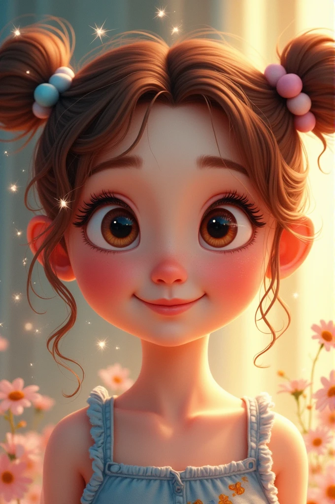 a cartoonal face girl, looking beautiful,
