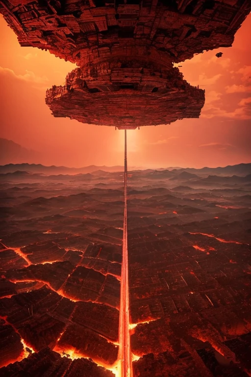 Highest quality、masterpiece、Desolate Earth、wreckage、Red Sky、Surrealism