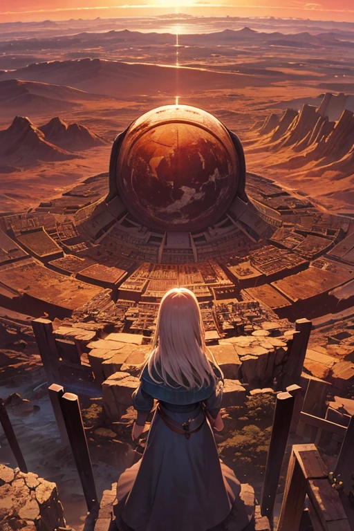 Highest quality、masterpiece、Desolate Earth、wreckage、Red Sky、Surrealism