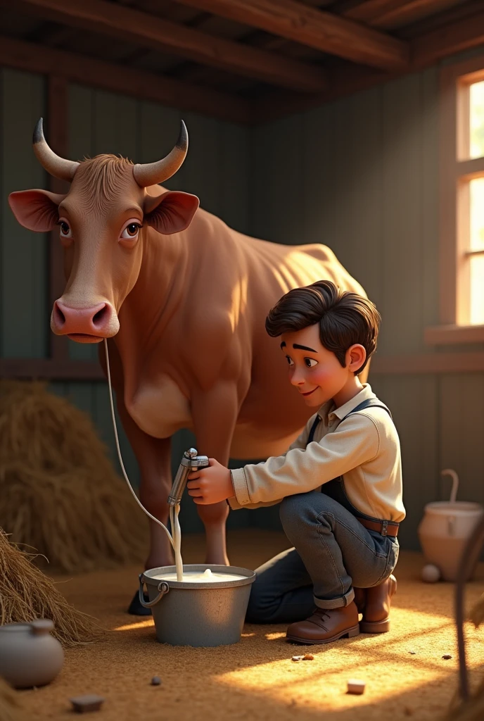 Cow getting milk