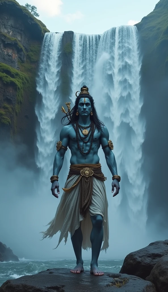 Shiva image with waterfall
