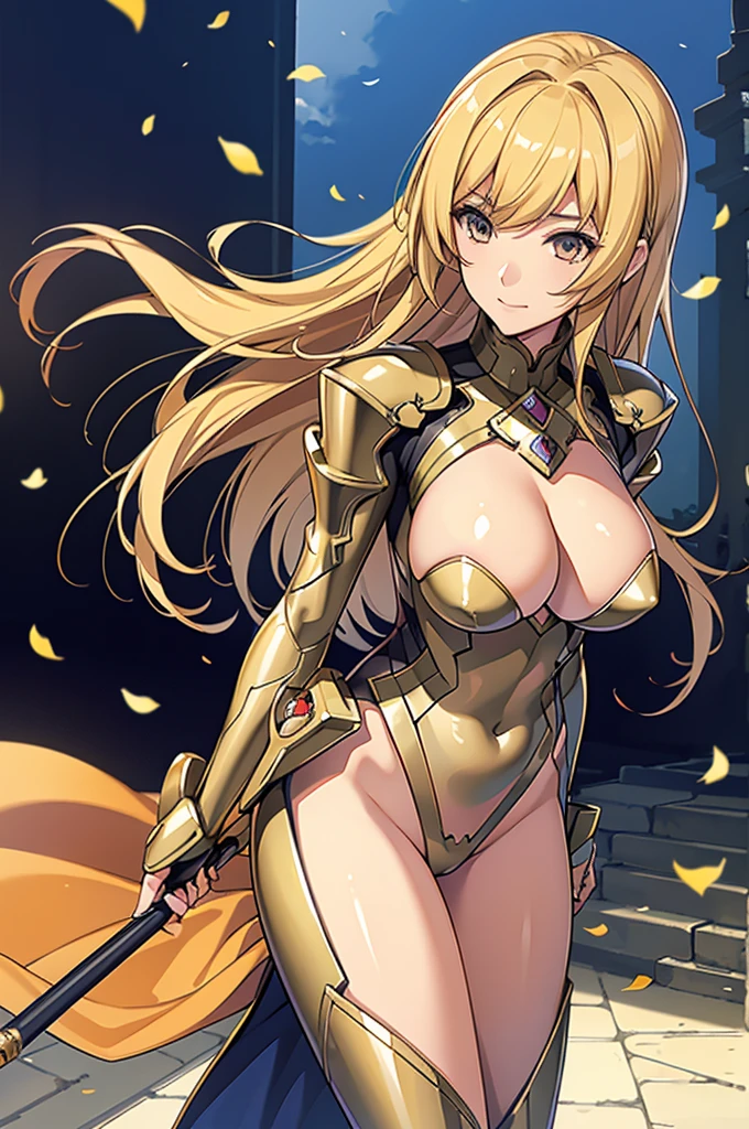 Highest quality, Official Art, masterpiece, Fabric Shading, High resolution, Very detailed, colorful, Best details, Fantasy, suit, Yui Takamura:1.9, 1 female, Age 25, Highest quality, Official Art, masterpiece, Fabric Shading, High resolution, Very detailed, colorful, Best details, Fantasy, battle suit,1 female, Age 25, Standing on the stairs,A castle town with an old castle, sunny,Choppy Hair, Large Breasts, skinny,Surrounded by a lot of people:1.9、Confetti falling、Blessed、Welcomed:1.5、Camel Toe:1.3, Ground level shot:1.9,