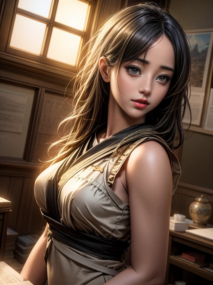 Browsing Caution,(RAW Photos, Highest quality),(Realistic, photo-Realistic:1.3),Highest quality,Very detailed,masterpiece,Very detailed,figure,One girl,upper_body,Dynamic Angle,world masterpiece theater,Messy_length_hair,Highest quality,Very detailed CG ユニティ 8k 壁紙,ink,wonderful,Cinema Lighting,lens_Flare,Dunhuang_style,