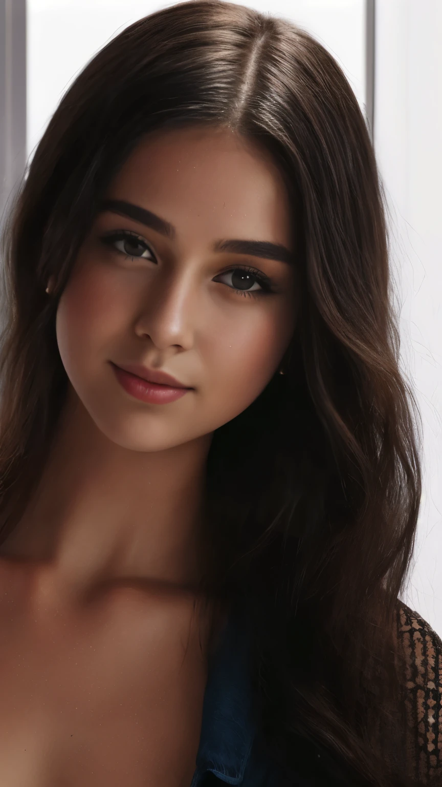 A young woman, bionde, dark theme, calming tones, muted colors, high contrast, (natural skin structure, hyper realism, soft lighting, sharp)
