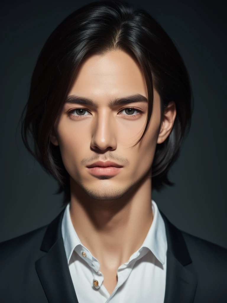 A man with short black hair. Hunter look, black eyes, armenian,
,Best Quality, High Quality