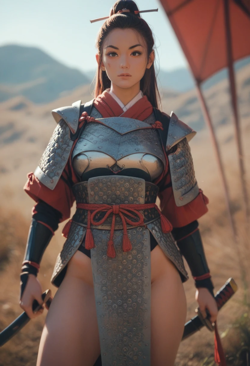 Artwork of sexy japness samurai warrior girl, samurai armor , katana
