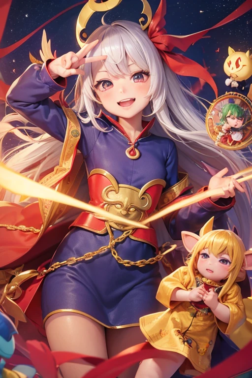 carnival, Friendly, Zaako♡, Goblin Woman, masterpiece, Tengu, (Fortune teller: 0.8), (sleepy: 0.8), Intimate, (アニメ: 1.2), Stocky, Happy, Angelic French doll, Shirt dress, Kutsushita, Yu-Gi-Oh