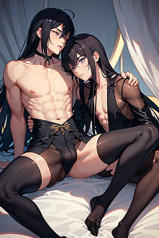 (angle)From the side
(Situation)Two men, young men, BL, homosexual, sleeping facing each other on a bed, kissing while looking at each other, in a dark room, Chinese style
(Common appearance) Cross-dressing man, slender man, see-through Chinese dress, cross-dressing, see-through gloves, knee-high socks, see-through nipples, exposed nipples, pectoral muscles, penis visible, erect penis
(1st person) A boy around , long black hair, purple eyes, ecstatic expression, shyness, feeling good, pectoral muscles, touching nipples
(Second Person) A man in his 20s with long black hair and green eyes, an ecstatic expression, embarrassed, and feeling good, spreading his legs and touching his crotch.