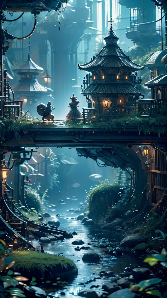 (future hamster:1.1),tmasterpiece,Basic Quality,realistically,offcial art,The content is very detailed,tmasterpiece,Best quality at best,(The is very detailed的 CG unified 8k 壁纸),(Best quality at best),(The best illustrations),(The best shadow),Very detailed pictures,(8k,Best quality at best),A stream flows through an abandoned city,Mechanical hamster in the stream,cyberpunk hamster,sci-fy,Gothic,hyper realisitc,(luminouslighting, ambientlighting), chilly, gloomily, magical,
