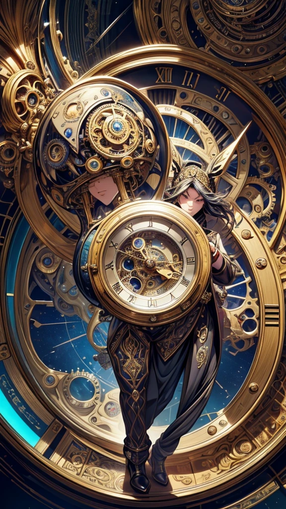 masterpiece:1.2,huge variety of clocks,spacetime tunnel,illustrative,detailed clock designs,vintage clocks,elaborate clock mechanisms,meticulous craftsmanship,stunning timepieces,richly decorated faces,ornate clock hands,mechanical wonders,time-travel aesthetics,intricate gears and springs,intriguing clockwork sculptures,mesmerizing ticking sounds,engraved enigmas,old-world charm,elegant pocket watches,futuristic chrono-contraptions,enchanting pendulums,vibrant colors,surreal artistry,precision engineering,time-bending illusions,mystical time vortex,enchanted watch faces,illuminated numerals,exquisite attention to detail,lustrous metallic finishes,dim lighting