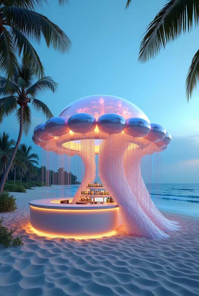 Beach bar design based on jellyfish shape