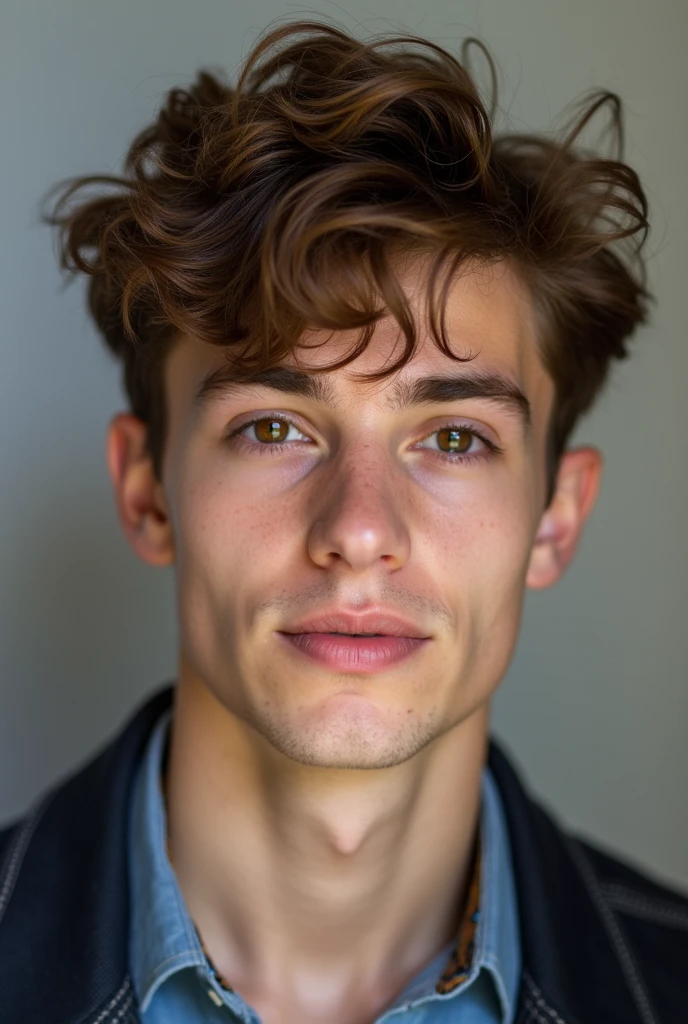 Young man, student, Brown hair, delgado, Brown eyes 