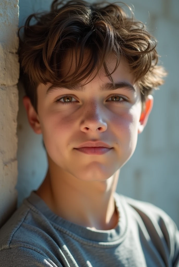 Young man, student, Brown hair, delgado, Brown eyes 