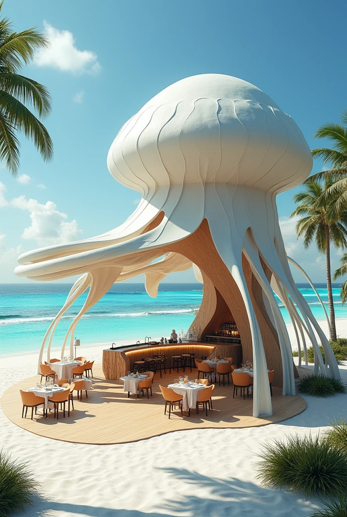 Beach bar design based on jellyfish shape