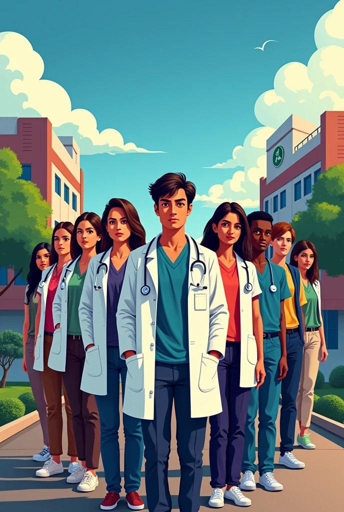 Create a poster for antiragging week in medical school in India 12th - 18th August 2024. Written content should be in English only