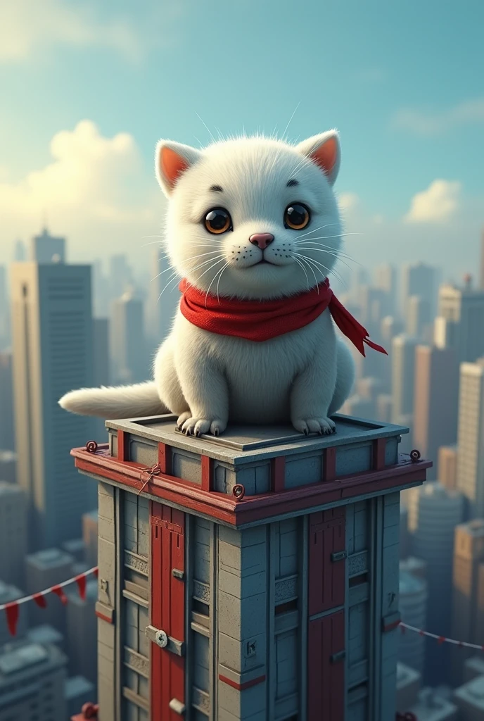 Ninja Seal in a Future City, On top of a building, Ox Three Times, Lively,Cute