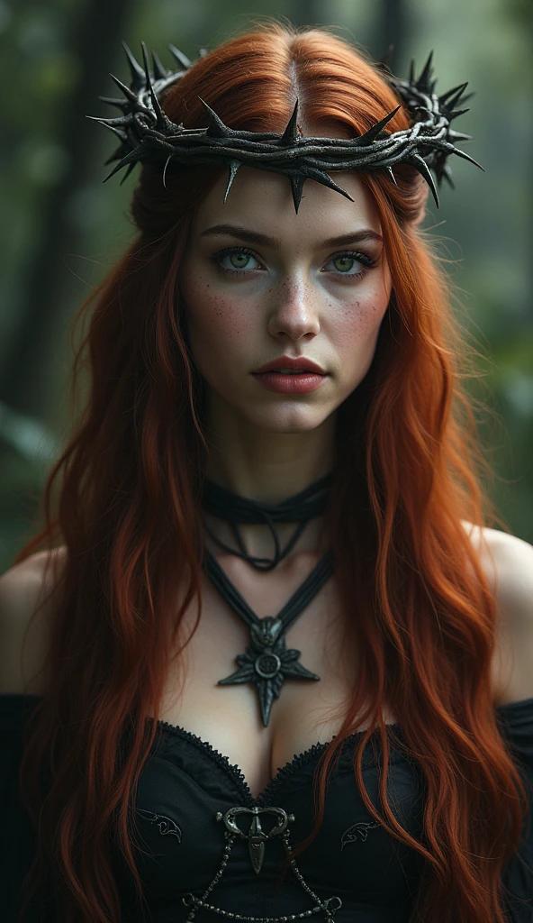 Thorns pierce the body,Long hair,Glowing eyes,Crown of Thorns,grace,Queen of Thorns