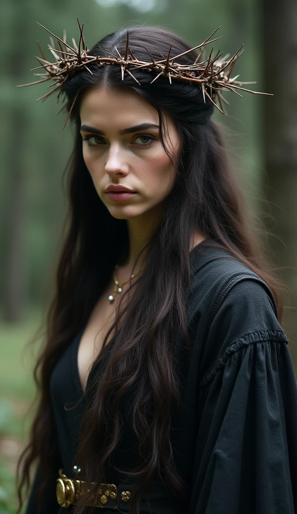 Thorns pierce the body,Long hair,Glowing eyes,Crown of Thorns,grace,Queen of Thorns