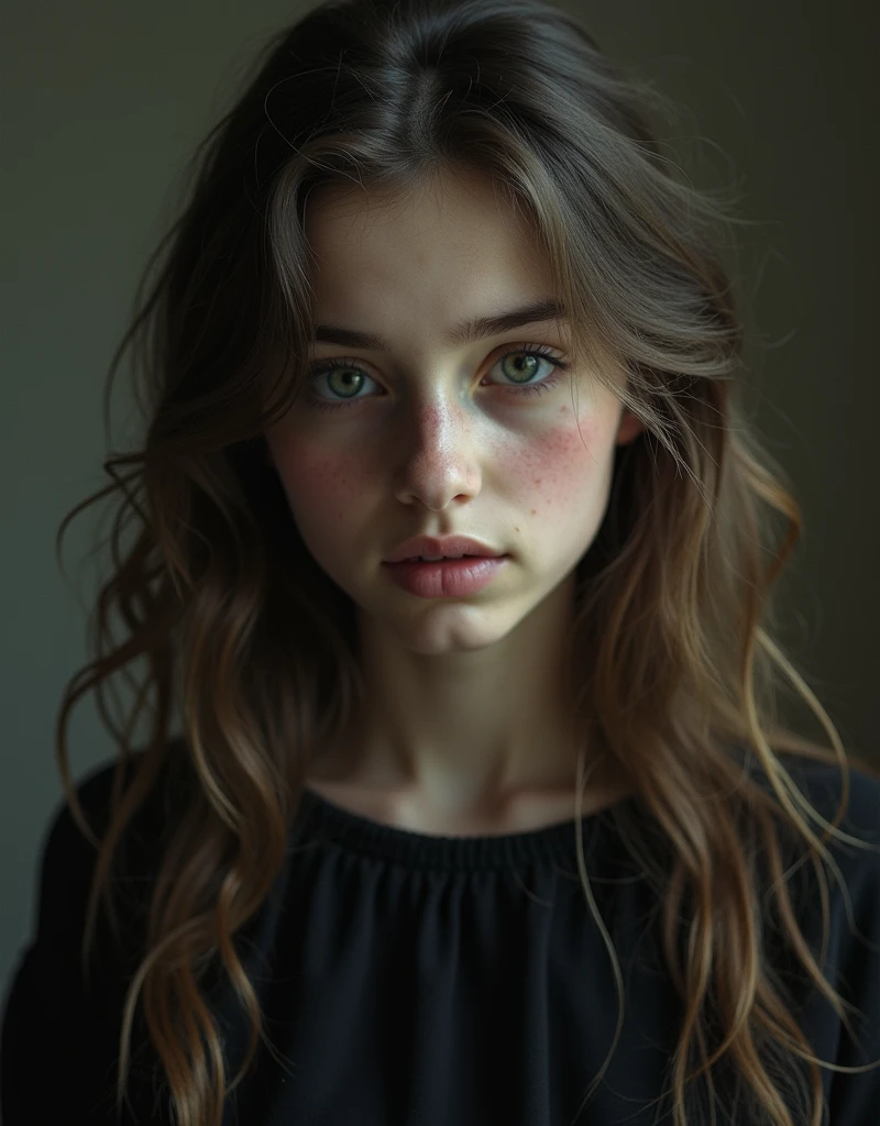 reserved teenage girl - creepypasta. in the style of Andrew Wyeth.Niko Anttila. Pinot Daeni, a mysterious modern vintage. perfect body anatomy. Beautiful face and look. style