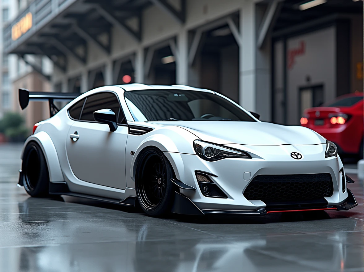 GT86 rocketBunny base WHITE wheel black