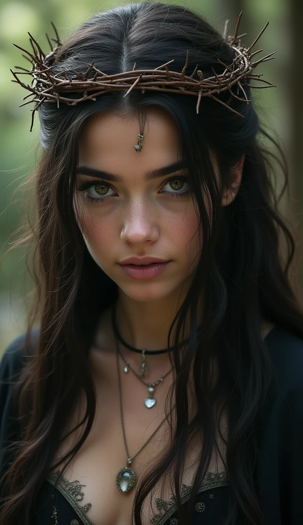 Thorns pierce the body,Long hair,Glowing eyes,Crown of Thorns,grace,Queen of Thorns